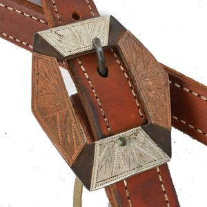 Slit Ear Headstall with Handmade Gold and Silver Buckle AAHS0033 Tack - Headstalls MISC   