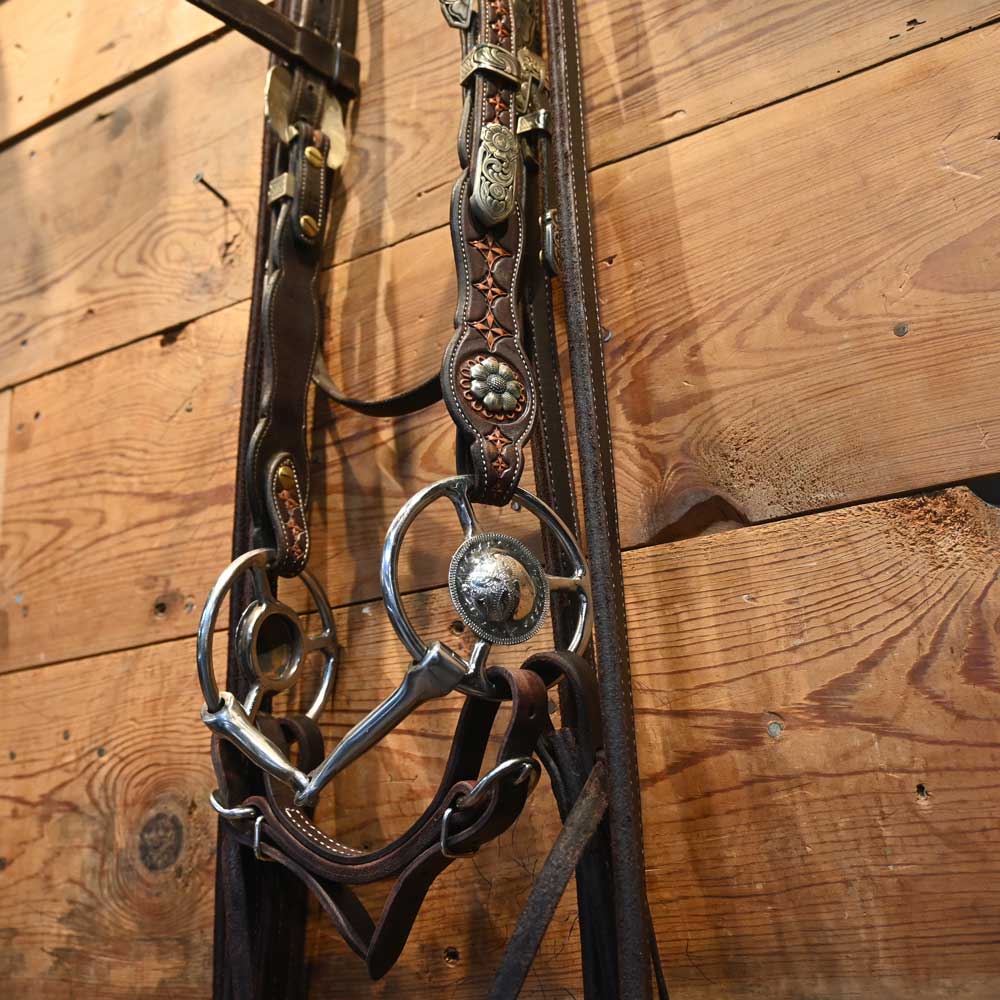 Bridle Rig - "Fancy" Joey Jensen Headstall on a Ricky Trammell Silver Mounted Snaffle  - RIG478