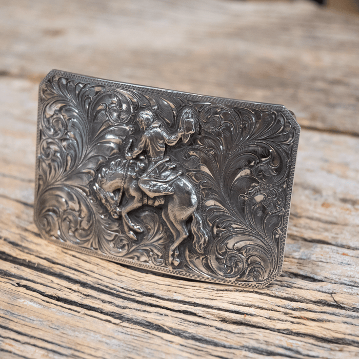 Ahmad Khan Hollywood Calif. Sterling Bronc Belt Buckle