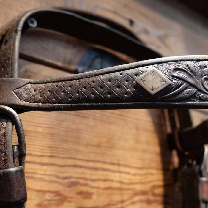 Early Beurman Ported Bit with Visalia Sterling Silver Diamond Concho Bridle Rig Tack - Rigs Visalia Stock & Saddle Co.