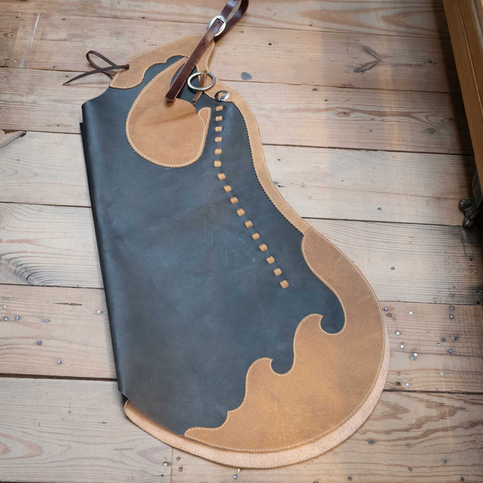 Slick Black Leather Stepthrough Chaps w/Tan Accents