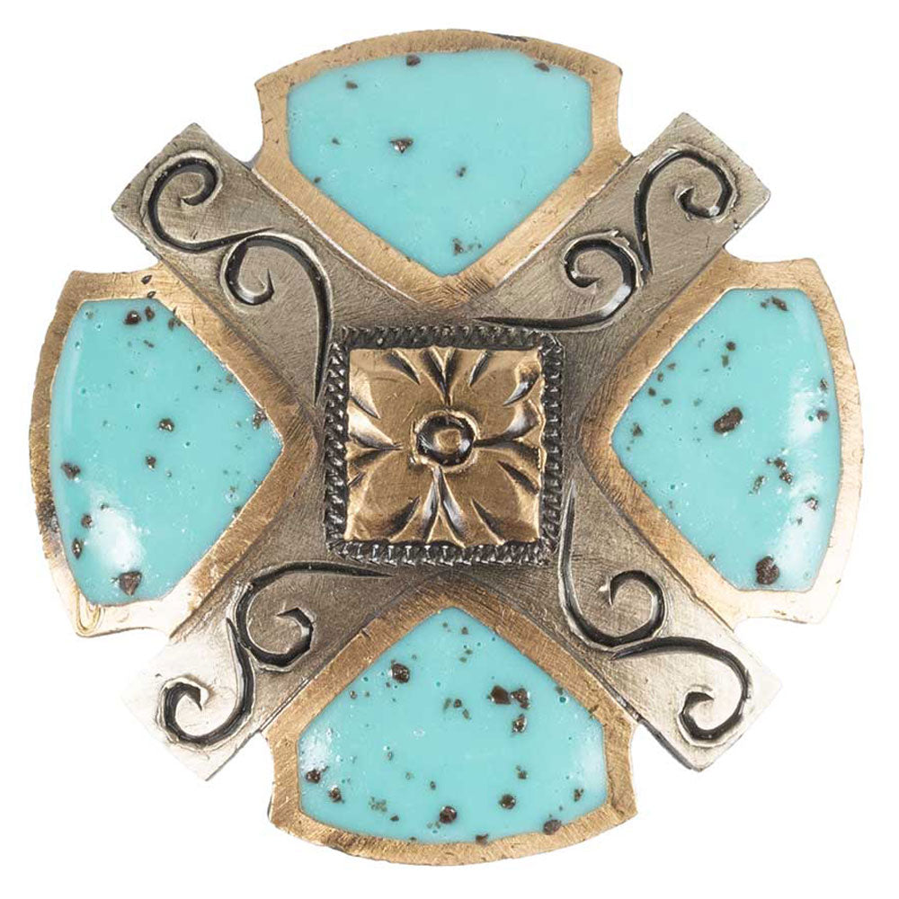 Turquoise Flower Concho Tack - Conchos & Hardware - Conchos MISC   