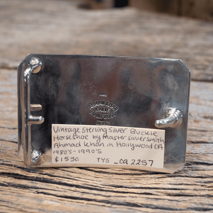 1980's - 90's Ahmad Khan Hollywood Calif. Horsesoe Belt Buckle