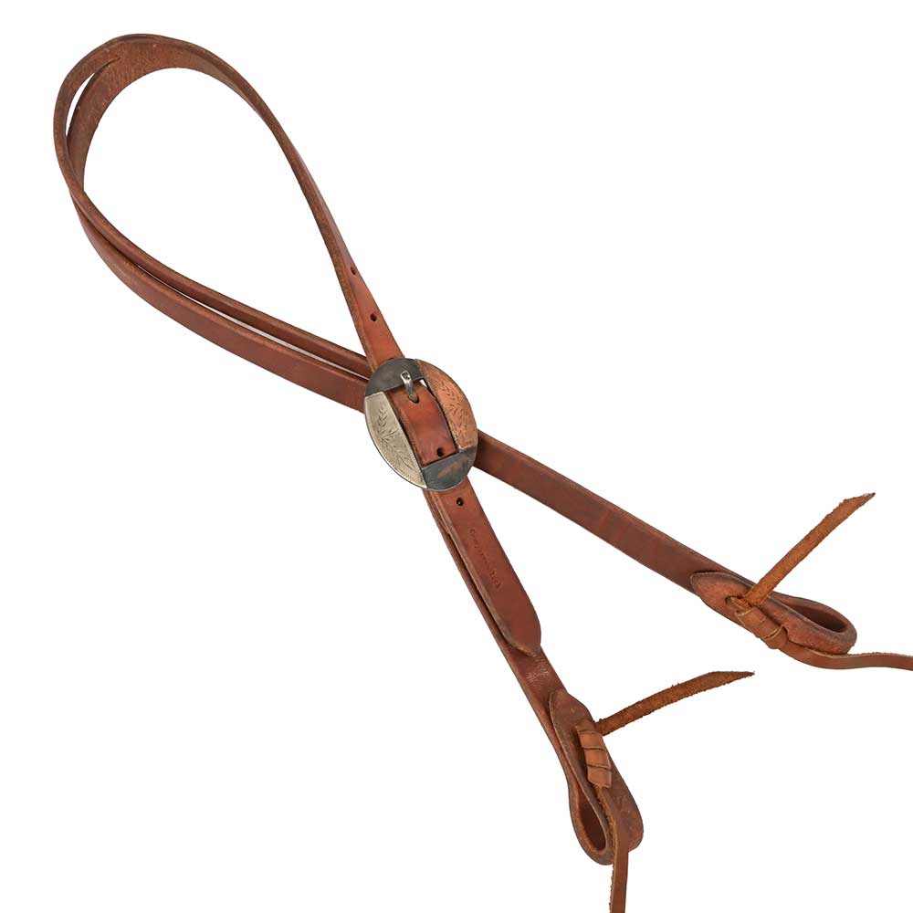 Slit Ear Headstall with Handmade Silver, Gold and Grey Buckle AAHS0034 Tack - Headstalls MISC   