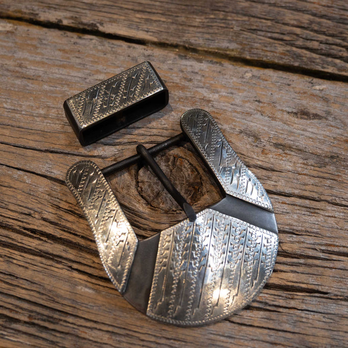 Turtle Jones Silver Mounted 2 Piece Belt Buckle