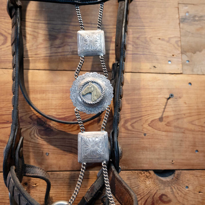 Stunning Vintage Parade Bridle Sterling Silver "Star Steel Silver" Bit Tack - Rigs MISC