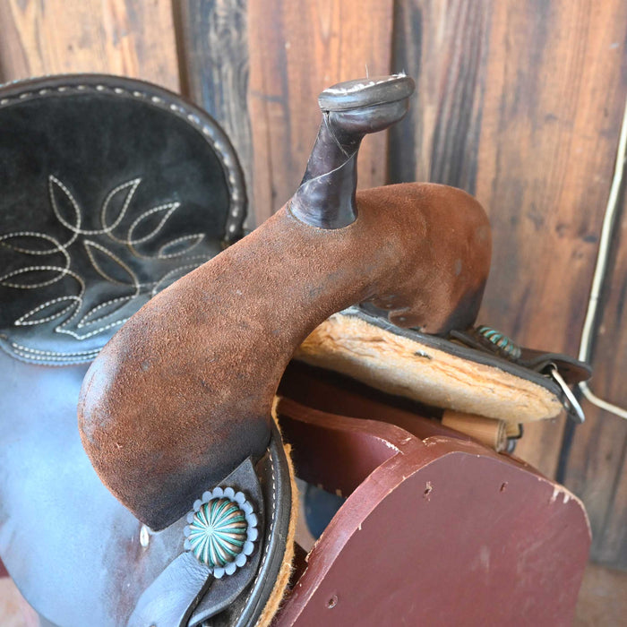 14" USED DOUBLE J FEATHERLITE BARREL SADDLE Saddles - Used DOUBLE J SADDLERY