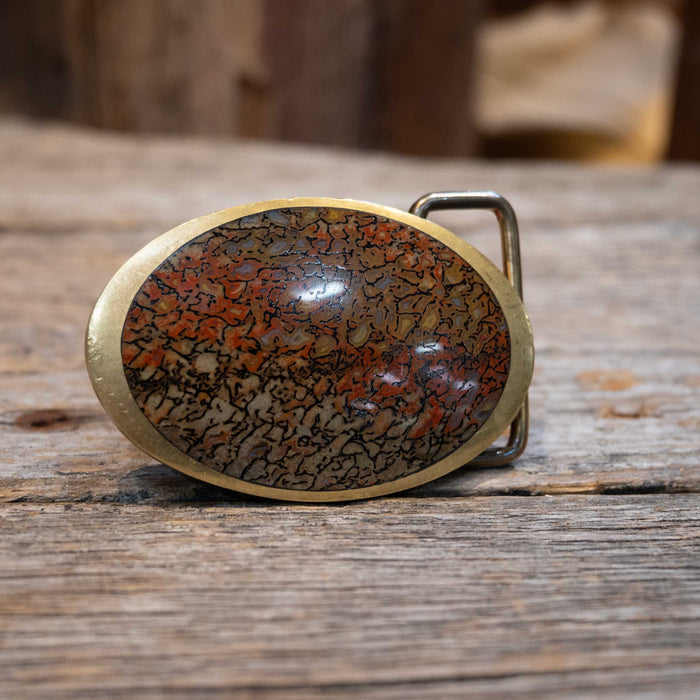 Handmade Brass w/ Agate Jasper Stones Buckle