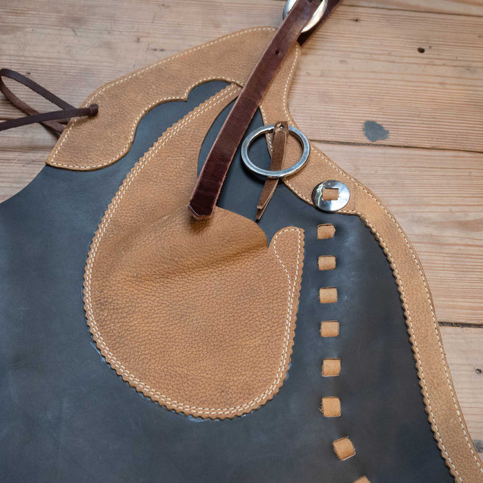 Slick Black Leather Stepthrough Chaps w/Tan Accents