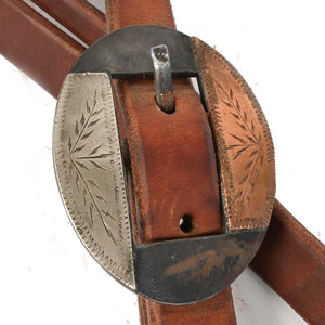 Slit Ear Headstall with Handmade Silver, Gold and Grey Buckle AAHS0034 Tack - Headstalls MISC   