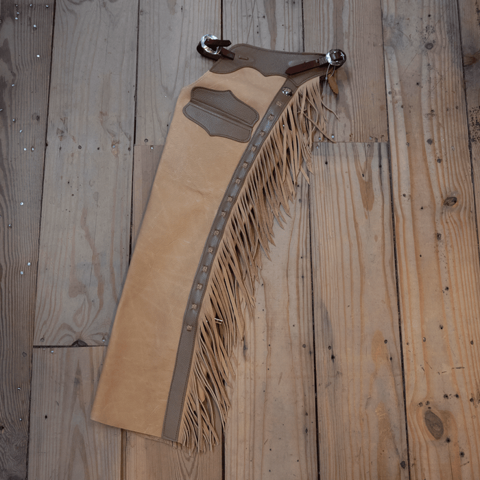 Small Youth Stepthrough Chaps with Cheetah Print Lacing