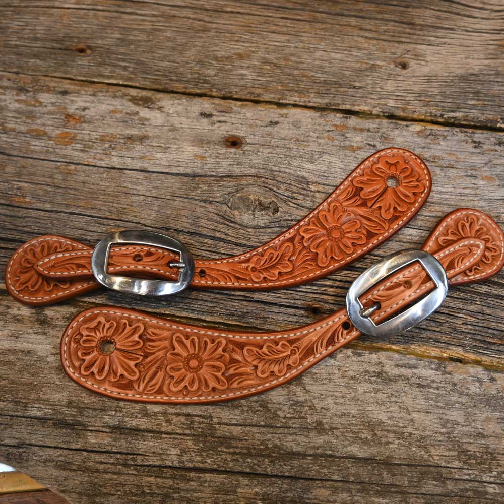 Teskey's Tooled Spur Strap's  AAS015 Tack - Spur Straps Teskey's   