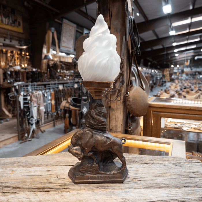 Vintage Cast Bronze Buffalo Lamp