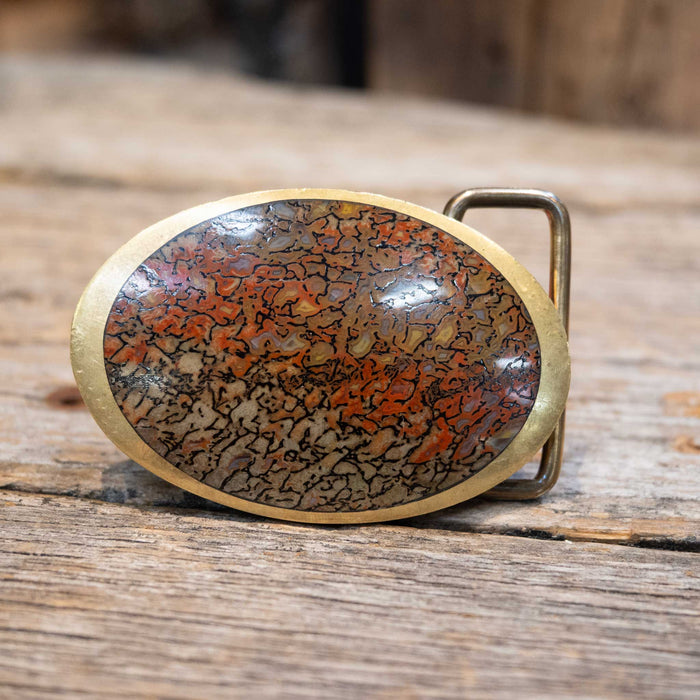 Handmade Brass w/ Agate Jasper Stones Buckle