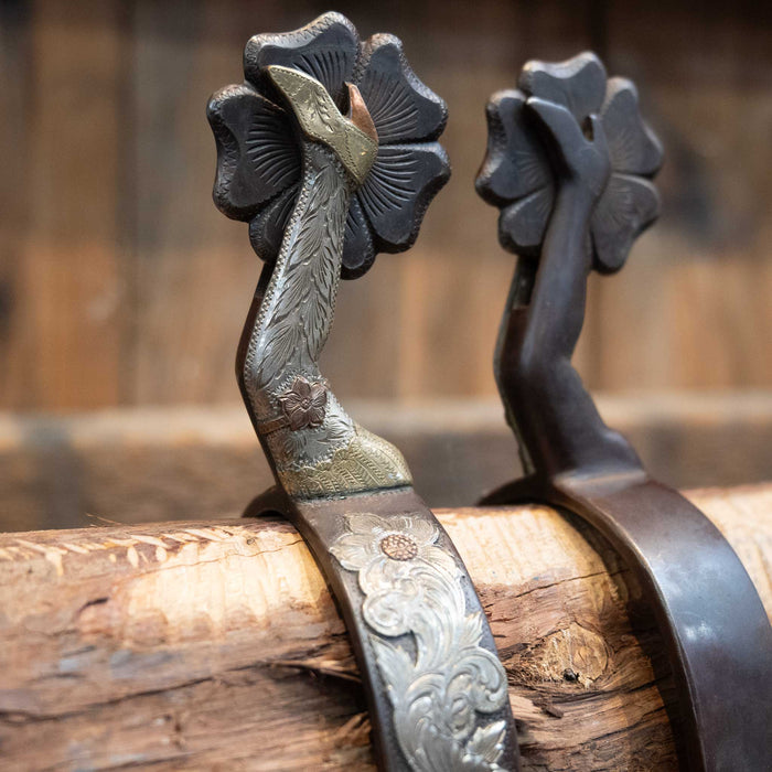 Randy Butters #1231 Silver Mounted 5pt Lady Leg Spurs Tack - Spurs Randy Butters