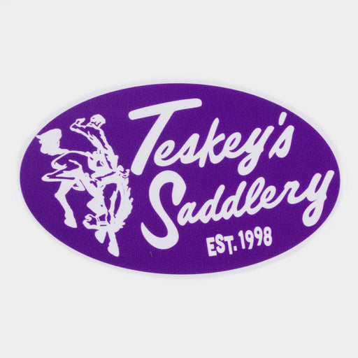 Teskey Saddlery Retro Large Oval Sticker - Purple/White TESKEY'S GEAR - Stickers Teskey's