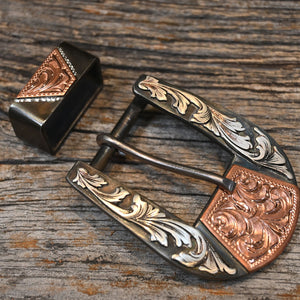 Tittor Silver and Copper Mounted Western 1" Belt Buckle  _CA636 ACCESSORIES - Additional Accessories - Buckles Tittor   