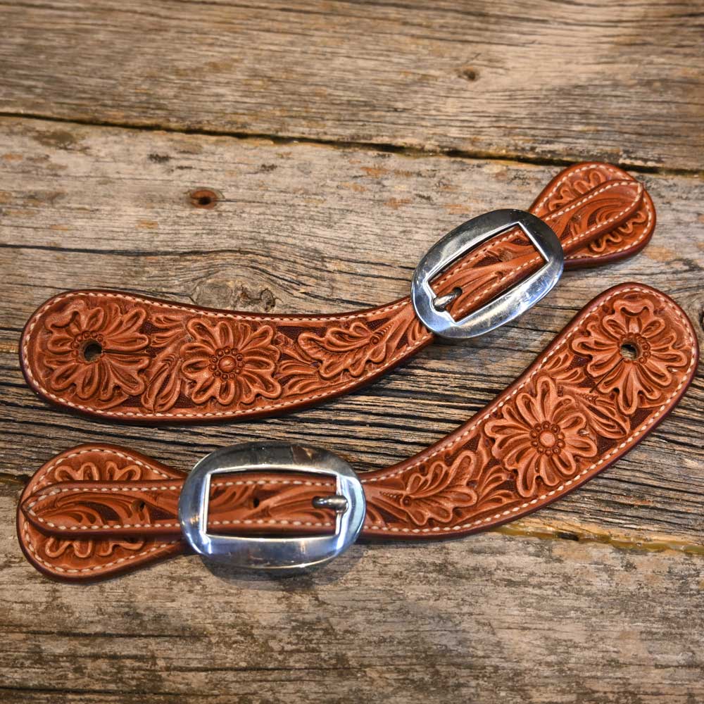 Teskey's Tooled Spur Strap's  AAS016 Tack - Spur Straps Teskey's   