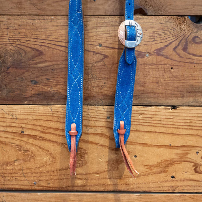 Ocean Blue Roughout 3/4" Split Ear Headstall - Select Buckle