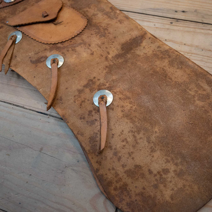 Vintage Kid's Roughout Leather Chaps w/ Silver Centavos Tack - Chaps & Chinks MISC