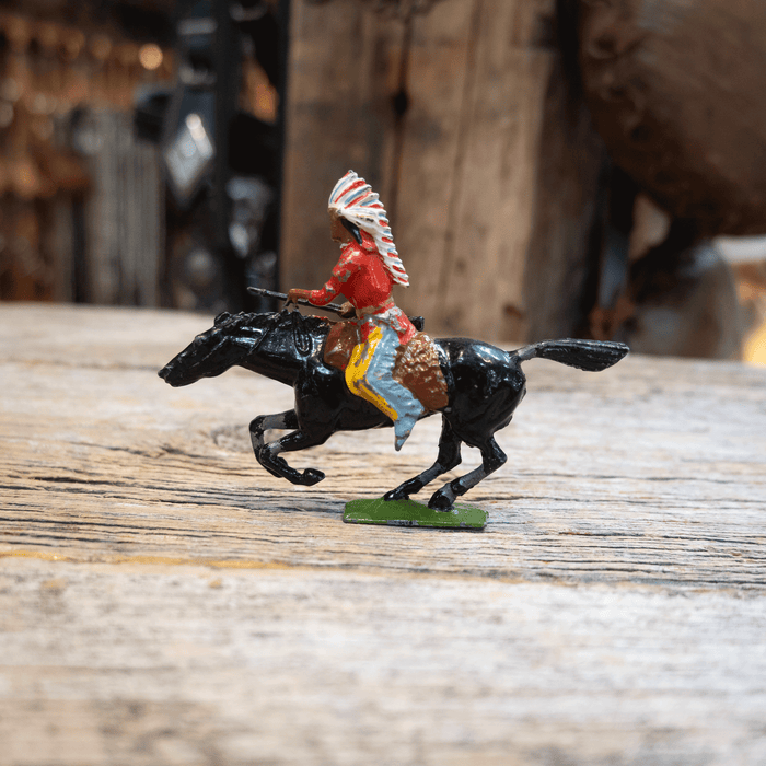 Antique Mini Lead Indian on Horseback w/Rifle