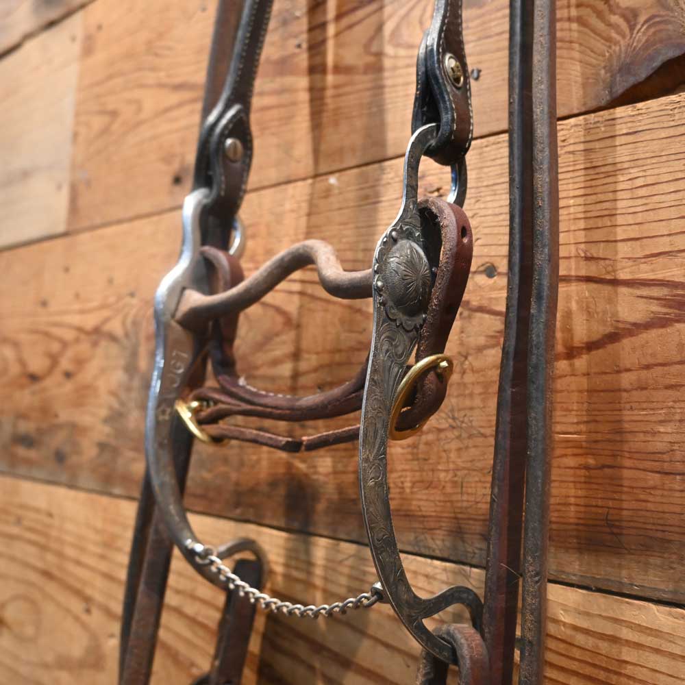 Bridle Rig - VOGT Engraved Solid Port - Vintage Silver Headstall RIG877 Tack - Rigs Les Vogt