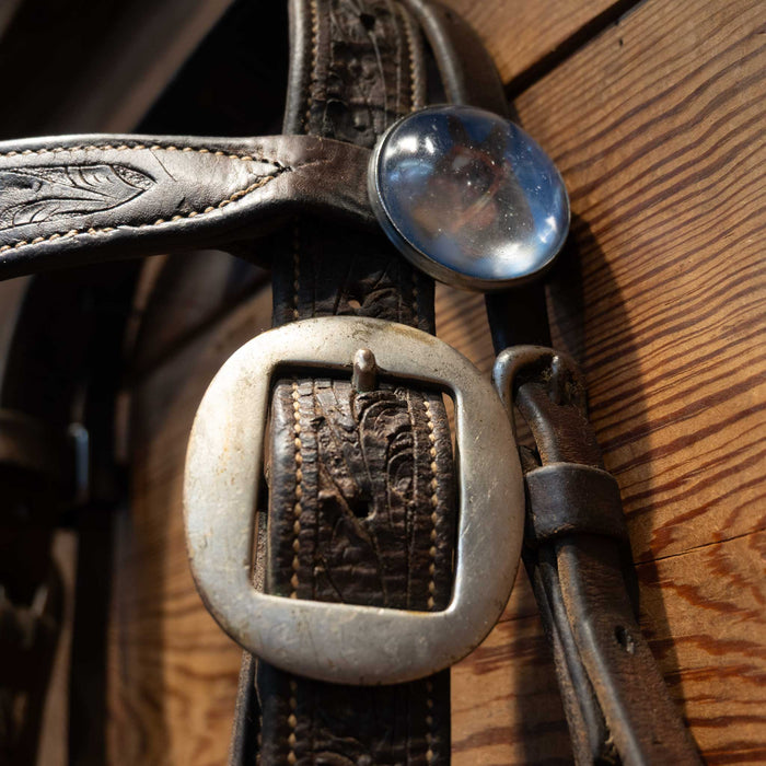 Vintage Tooled Bridle Rig with Mexican Silver Inlayed Bit Tack - Rigs MISC