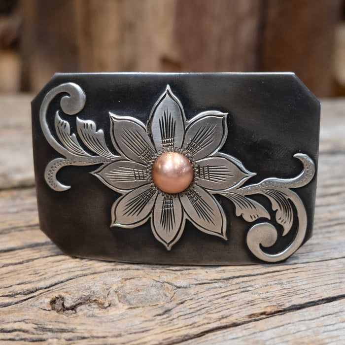Turtle Jones Silver/Copper Mounted Flower Buckle