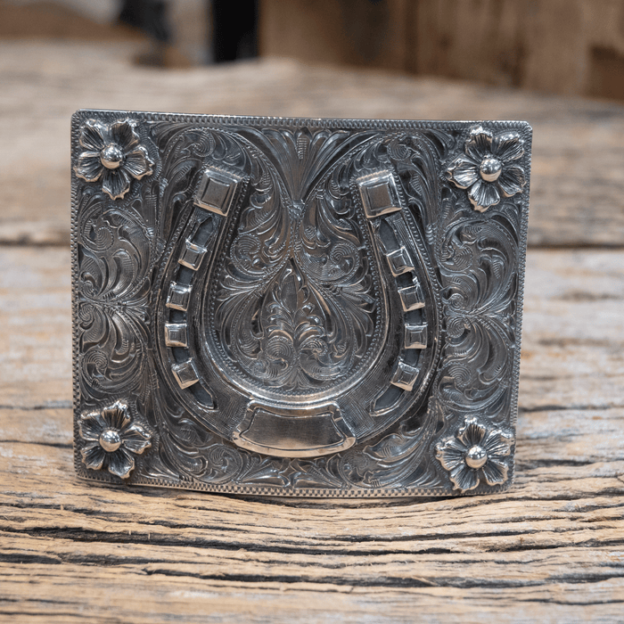 Ahmad Khan Hollywood Calif. Horseshoe w/Flower Belt Buckle