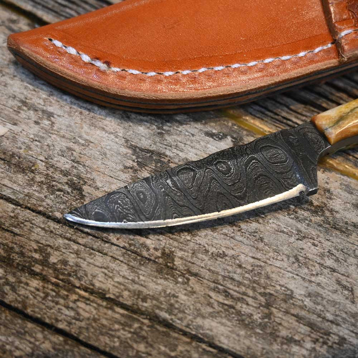 Justin Wiley Handmade Damascus Knife w/Leather Sheath Knives Justin Wiley