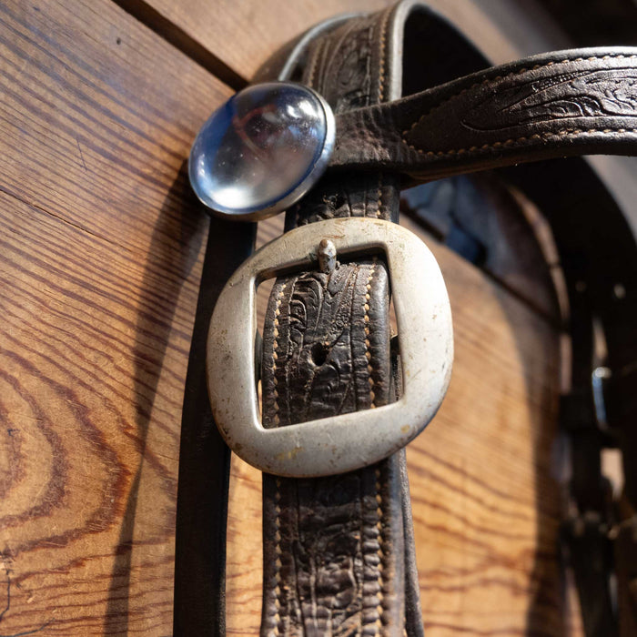 Vintage Tooled Bridle Rig with Mexican Silver Inlayed Bit Tack - Rigs MISC