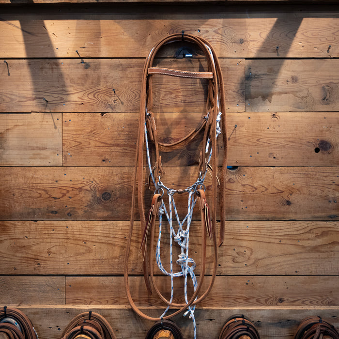 CHS Mormon Snaffle Rig w/Martingale Tack - Training Cow Horse Supply