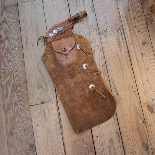 Vintage Kid's Roughout Leather Chaps w/ Silver Centavos Tack - Chaps & Chinks MISC