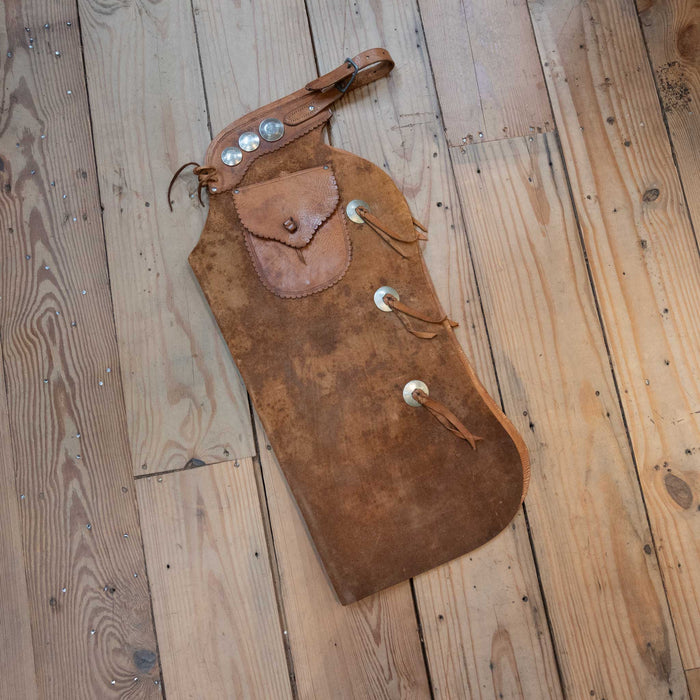 Vintage Kid's Roughout Leather Chaps w/ Silver Centavos Tack - Chaps & Chinks MISC