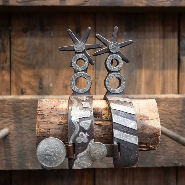 Randy Butters #1336 Mounted Longhorn 7pt. Chihuahua Spurs Tack - Spurs Randy Butters