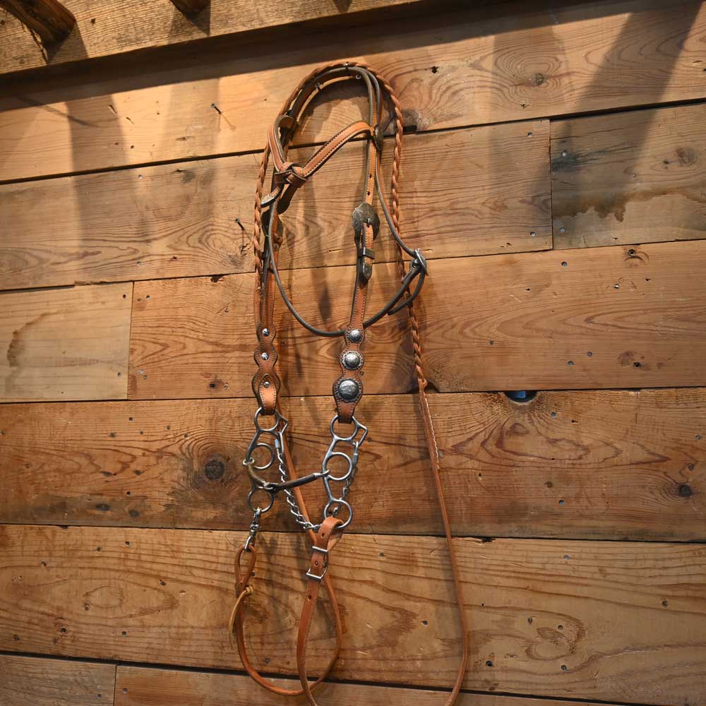 Bridle Rig - Cow Person Tack Headstall with Silver Accents- RIG422 Tack - Rigs Cowperson Tack   