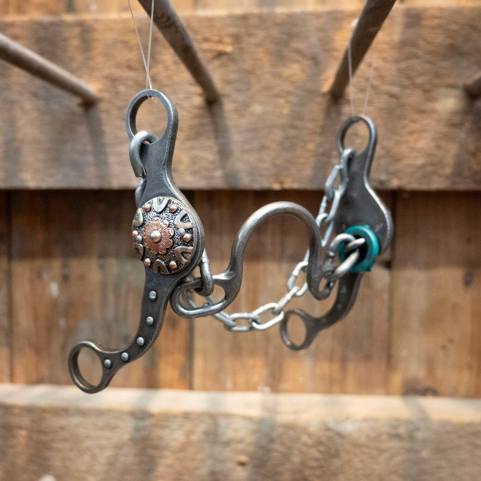Paul Petska Ported Chain Bit w/ 1 Gold V Concho