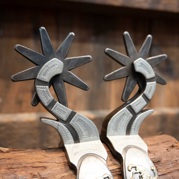 Jerry Wallace Silver & Brass Spurs w/Spur Strap & buckles