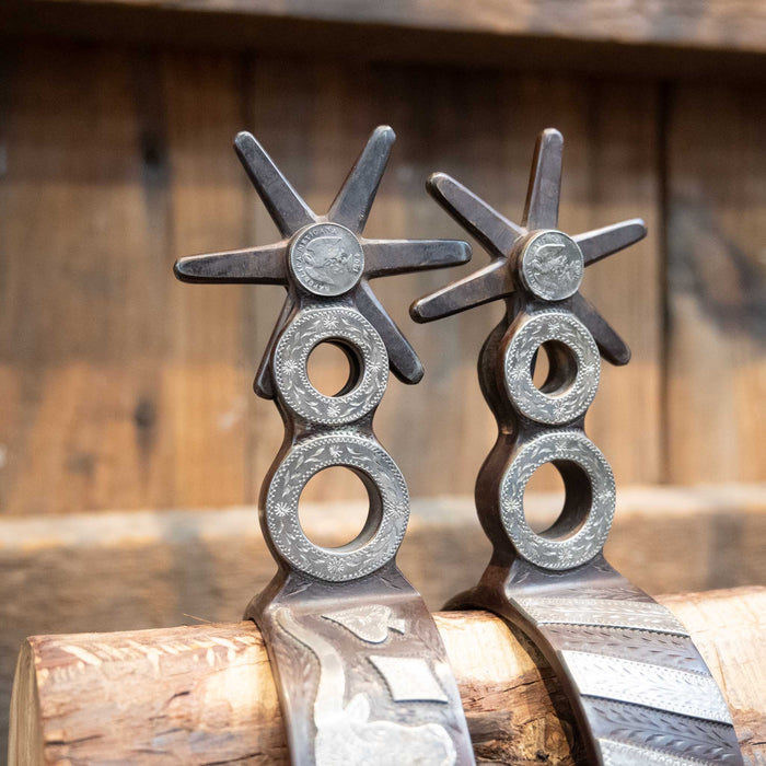 Randy Butters #1336 Mounted Longhorn 7pt. Chihuahua Spurs Tack - Spurs Randy Butters