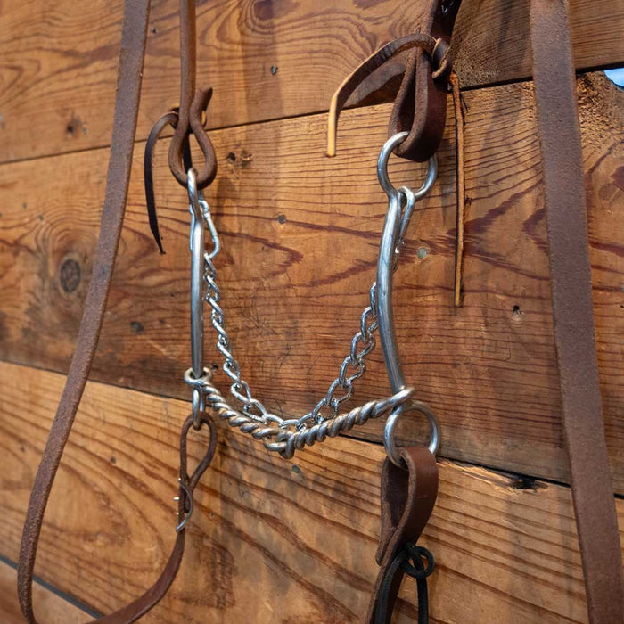 AHE Sliding Gag Twisted Wire Snaffle Bridle Rig