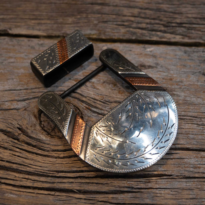 Turtle Jones Silver & Copper 2 Piece Belt Buckle