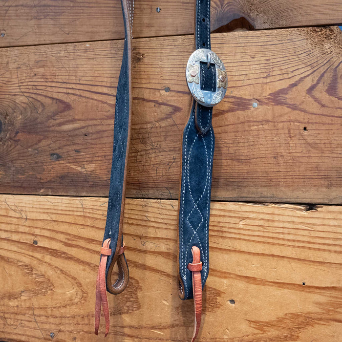 Navy Blue Roughout 3/4" Split Ear Headstall