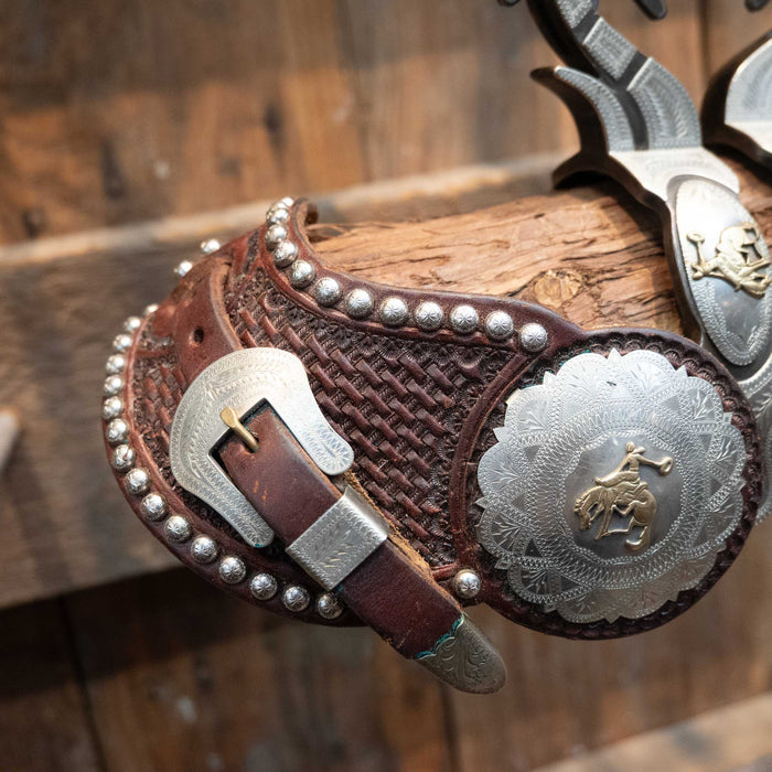 Jerry Wallace Silver & Brass Spurs w/Spur Strap & buckles