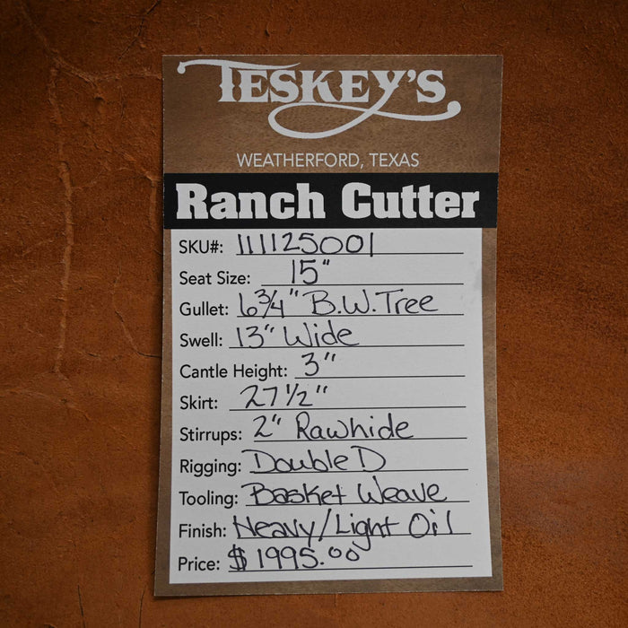 15" TESKEY'S RANCH CUTTER SADDLE