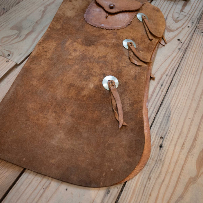 Vintage Kid's Roughout Leather Chaps w/ Silver Centavos Tack - Chaps & Chinks MISC