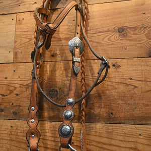 Bridle Rig - Cow Person Tack Headstall with Silver Accents- RIG422 Tack - Rigs Cowperson Tack   