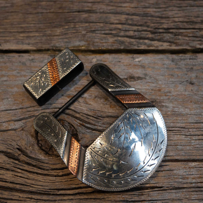 Turtle Jones Silver & Copper 2 Piece Belt Buckle