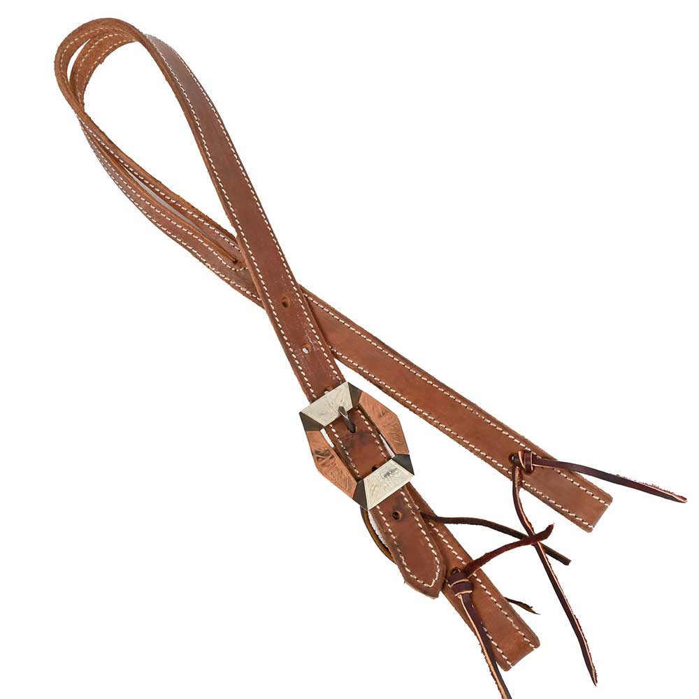 Slit Ear Headstall with White Stitching and Handmade Buckle AAHS0038 Tack - Headstalls MISC   