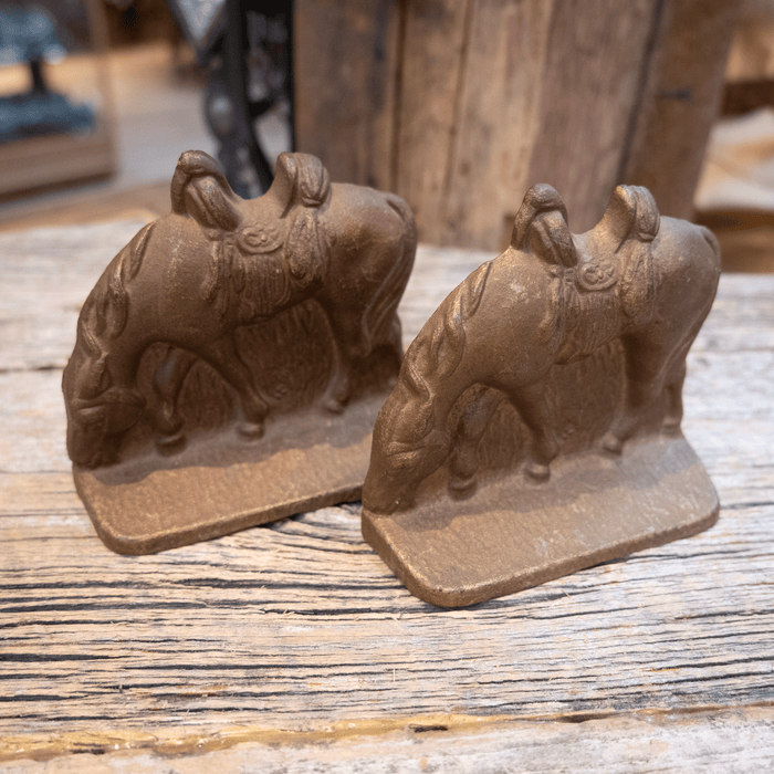 Vintage Grazing Horse Cast Rron Bookends