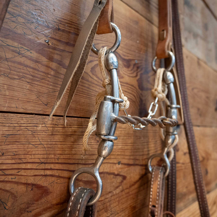 Cow Horse Supply Twisted Wire Snaffle Bridle Rig w/ Single Ear Headstall